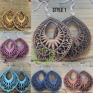 Wood Mandala Earrings | Earrings Made Of Wood | Lightweight Wood Earrings